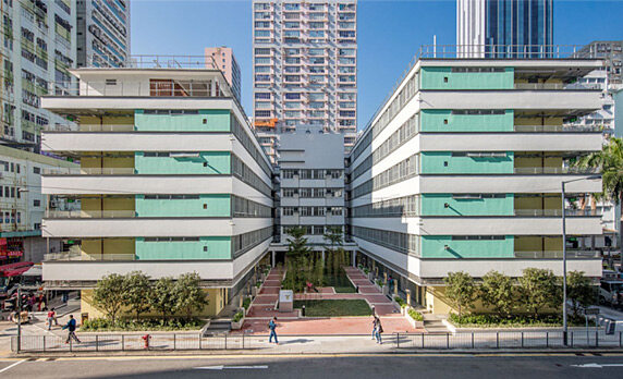 Chai Wan Factory Estate before revitalisation (left) and Wah Ha Estate.